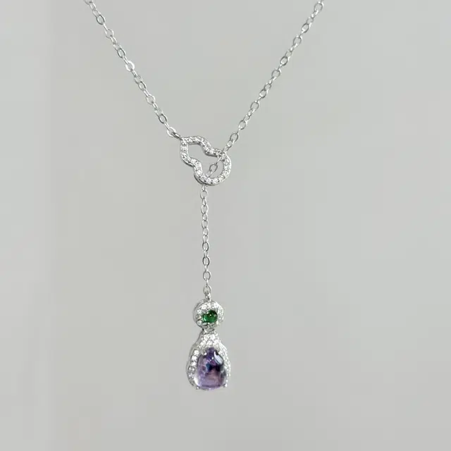 兰慕茵诺 新中式镂空葫芦锁骨链 九紫离火  小众设计精致气质天然 紫水晶 项链 女款