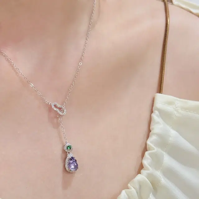 兰慕茵诺 新中式镂空葫芦锁骨链 九紫离火  小众设计精致气质天然 紫水晶 项链 女款