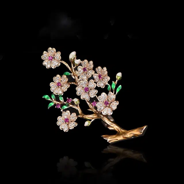 兰盈 梅花水晶 环保合金 胸针 女款