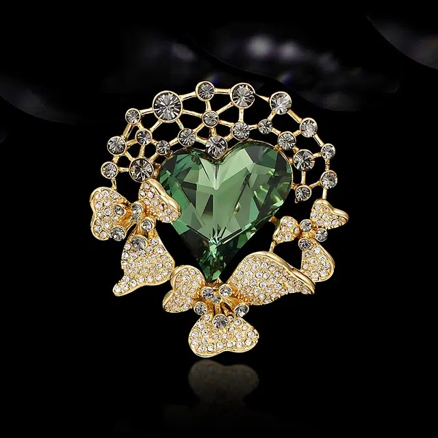 兰盈 心形水晶 合金 胸针 女款