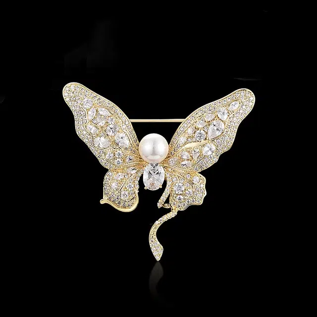 兰盈 蝴蝶水晶轻奢小众 原创设计 环保合金 胸针 男女同款情侣款