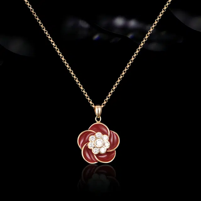 兰盈 山茶花 合金 项链 女款