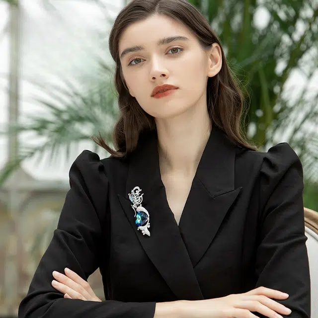 兰盈 美人鱼水晶 胸针 女款