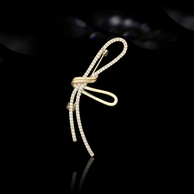 兰盈 小众蝴蝶结轻奢#好运 人造水晶 胸针 男女同款情侣款