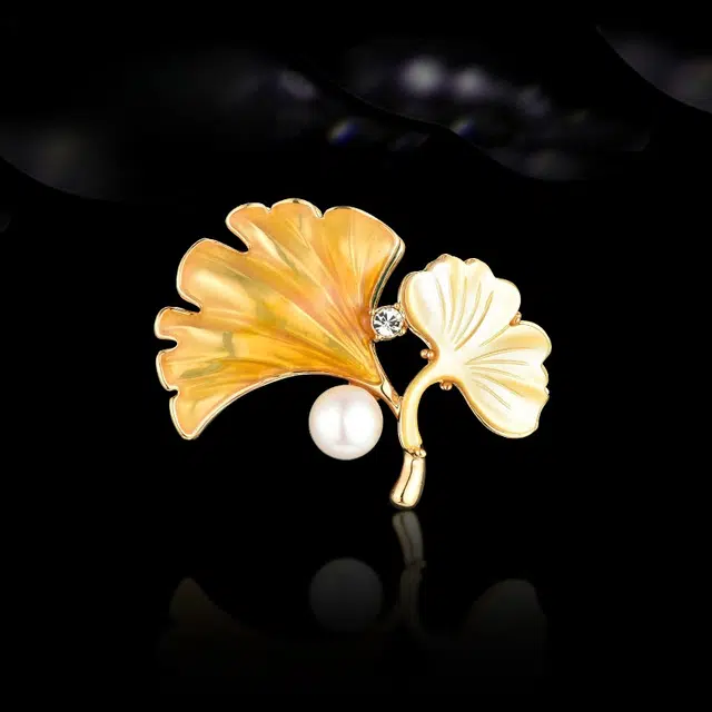 兰盈 银杏叶水晶 环保合金 胸针 男女同款情侣款