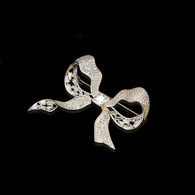 兰盈 蝴蝶结水晶轻奢小众 环保合金 胸针 女款