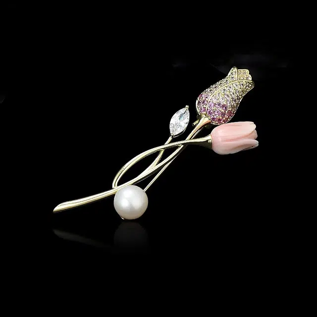 兰盈 玫瑰花轻奢优雅胸花 采用环保合金 胸针 女款