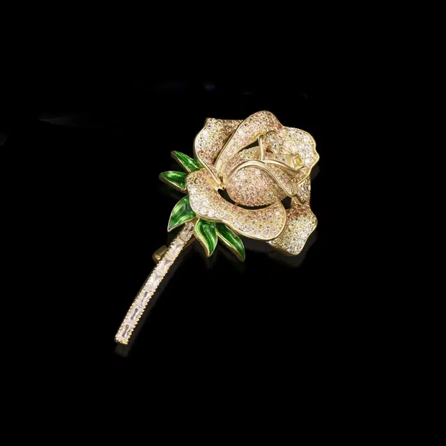 兰盈 轻奢玫瑰花 小众 奥地利水晶 胸针 男女同款情侣款