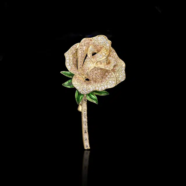 兰盈 轻奢玫瑰花 小众 奥地利水晶 胸针 男女同款情侣款