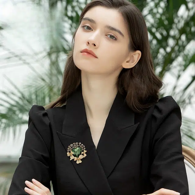 兰盈 心形水晶 合金 胸针 女款