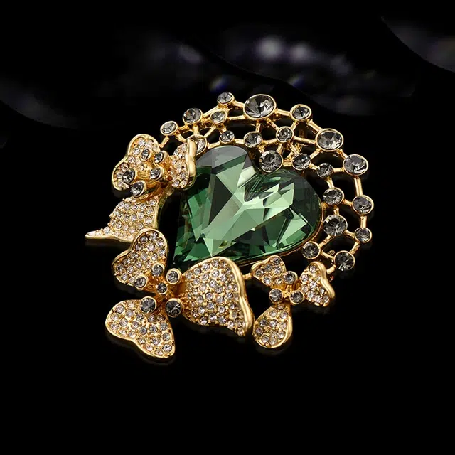 兰盈 心形水晶 合金 胸针 女款