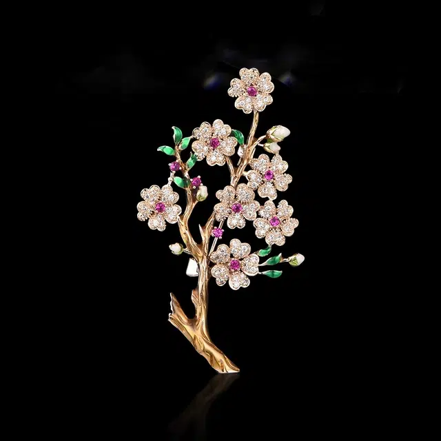 兰盈 梅花水晶 环保合金 胸针 女款