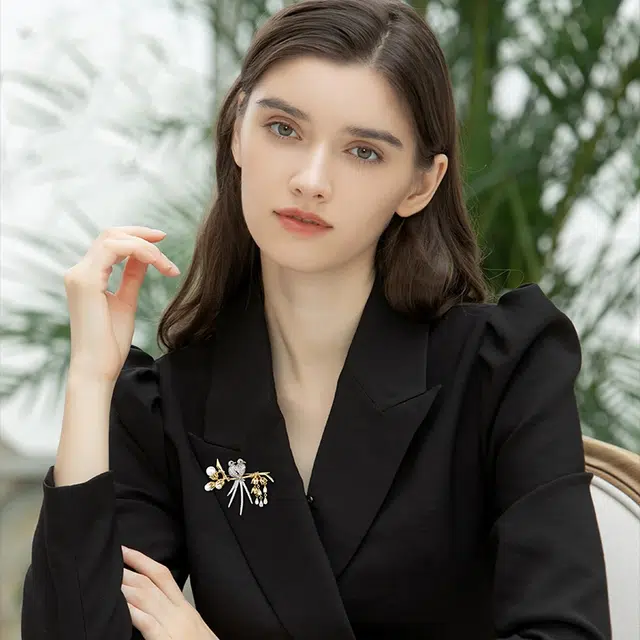 兰盈 比翼鸟 轻奢小众胸花 奥地利水晶 胸针 女款
