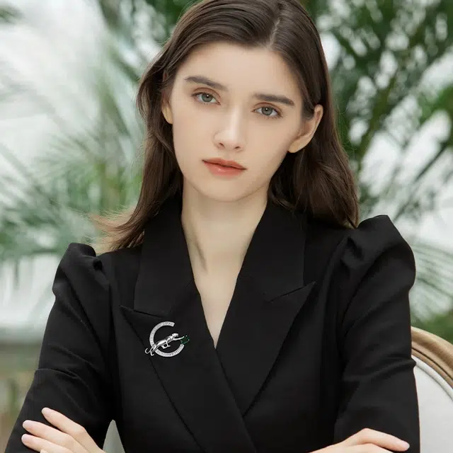兰盈 豹子 轻奢小众 人造水晶 胸针 女款