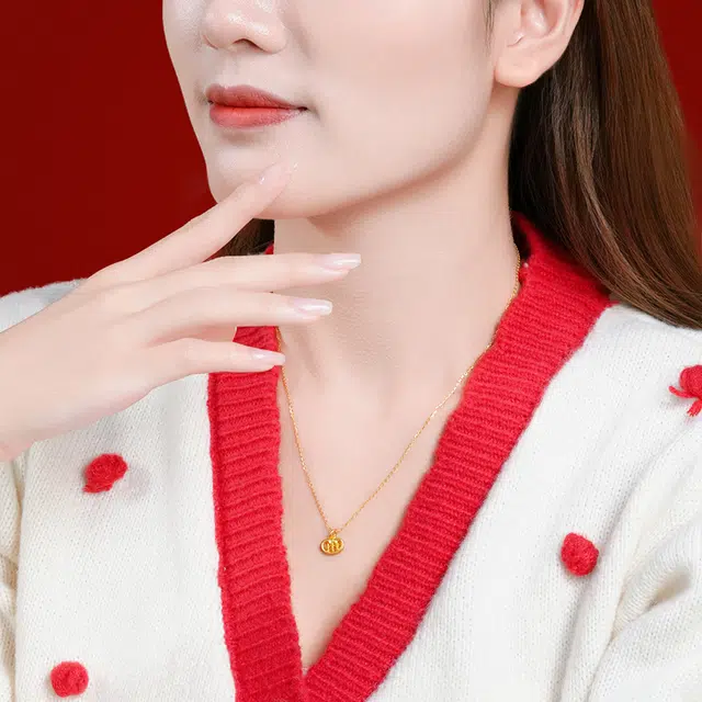 潮宏基 如意算盘 新中式复古民族风轻奢小众高级感 古法工艺 足金 按克计价 黄金吊坠 女款