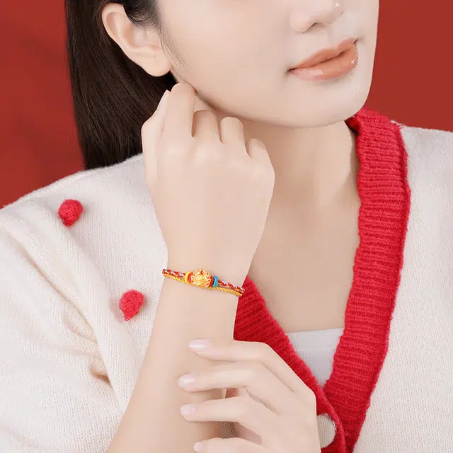 潮宏基 好事发生 无氰 串珠 足金 一口价 黄金吊坠 女款
