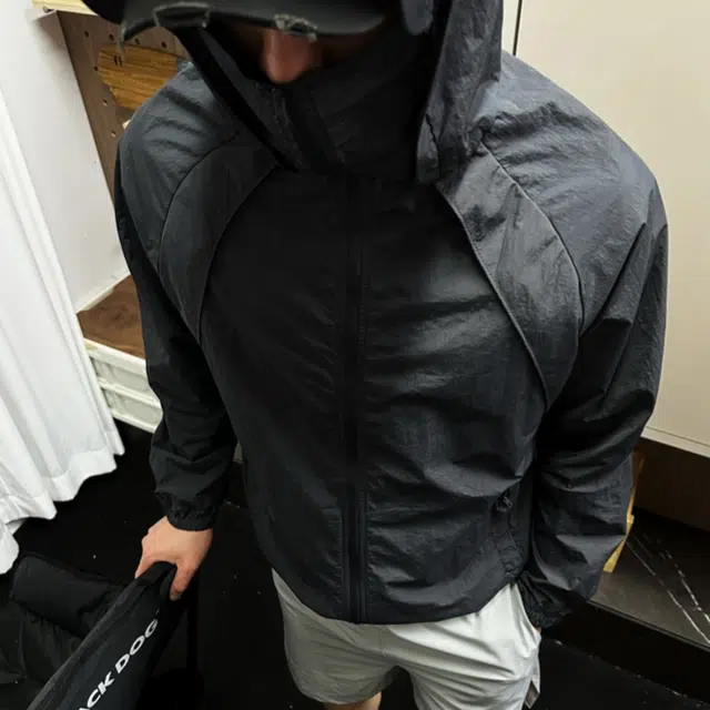 曼城 户外山系防风防晒衣服宽松百搭骑行登山腋下透气防紫外线连帽可拆卸轻薄长袖风衣 男女同款