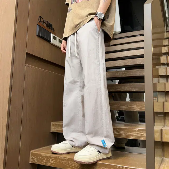 曼城 凉感舒适透气奶芙宽松直筒简约韩版轻薄时尚百搭垂感日常户外通勤休闲裤 男女同款