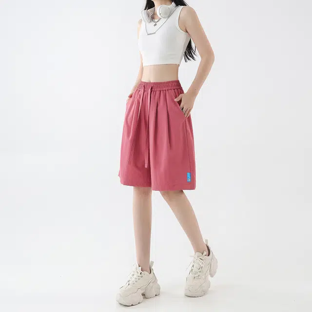 曼城 美式复古运动学院风五分宽松简约时尚潮流百搭舒适透气无性别主义休闲短裤 男女同款
