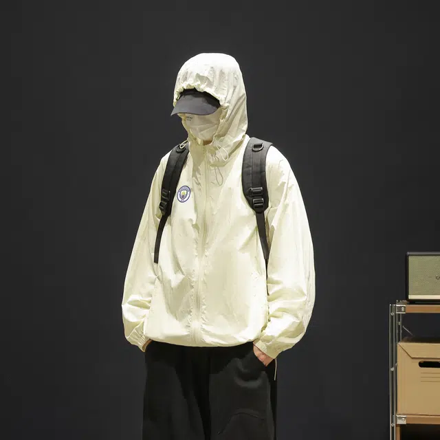 曼城 纯色美式户外冰皮轻薄外套宽松连帽多巴胺色系基础款 超轻透气防紫外线防晒防晒服 男女同款