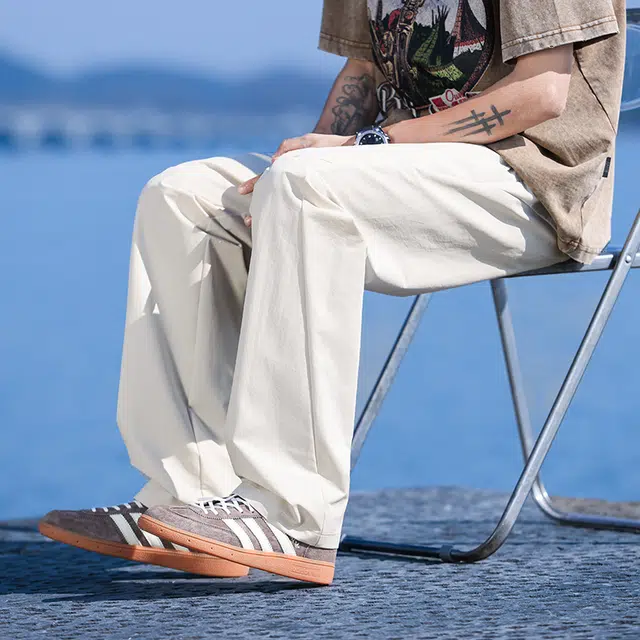 曼城 美式高街直筒弯刀裤立体裁剪分割解构宽松百搭痞帅潮流柔软亲肤休闲裤 男女同款