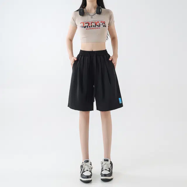 曼城 美式复古运动学院风五分宽松简约时尚潮流百搭舒适透气无性别主义休闲短裤 男女同款