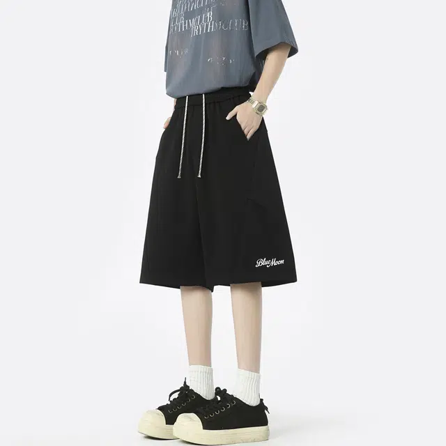 曼城 美式高街基础款简约时尚潮流宽松直筒日常通勤百搭五分休闲短裤 男女同款