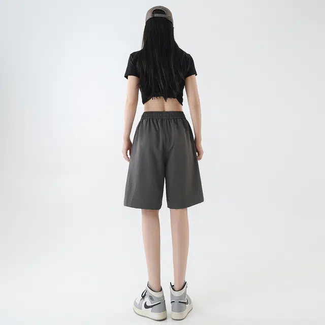 曼城 美式复古运动学院风五分宽松简约时尚潮流百搭舒适透气无性别主义休闲短裤 男女同款