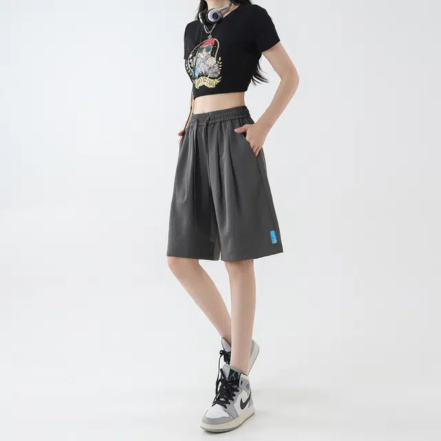 曼城 美式复古运动学院风五分宽松简约时尚潮流百搭舒适透气无性别主义休闲短裤 男女同款
