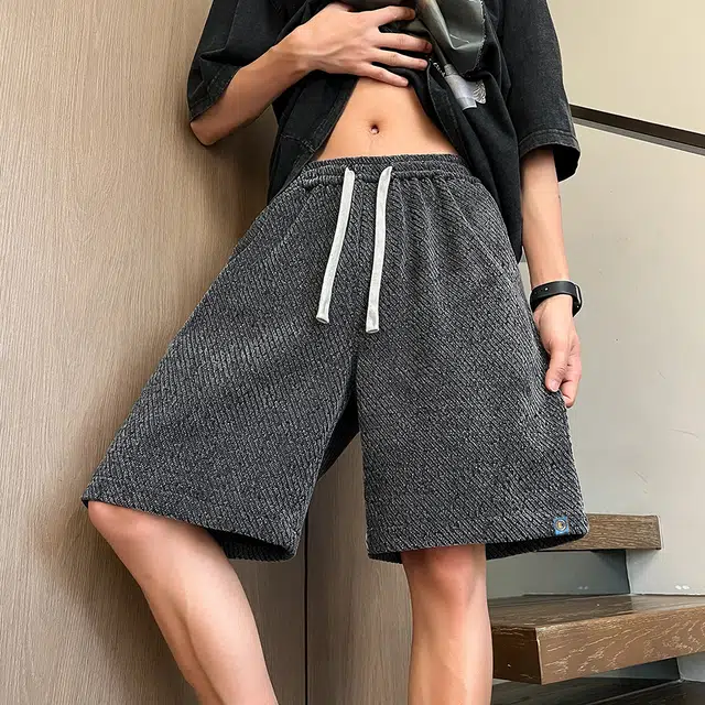 曼城 美式高街小香风细闪满天星宽松百搭抽绳高级感薄款舒适透气五分裤休闲短裤 男女同款