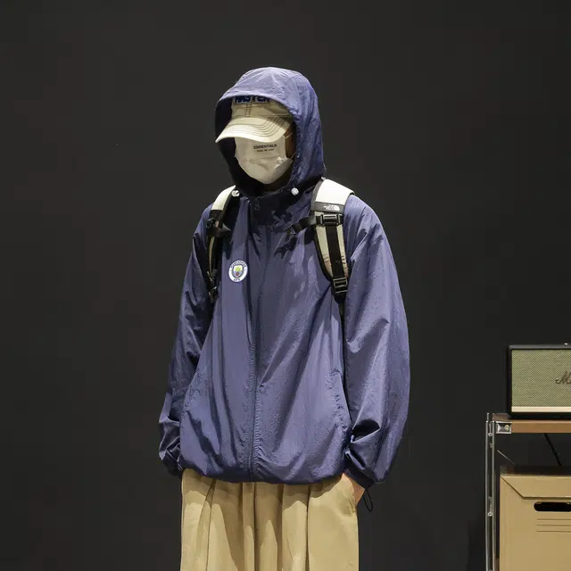 曼城 纯色美式户外冰皮轻薄外套宽松连帽多巴胺色系基础款 超轻透气防紫外线防晒防晒服 男女同款