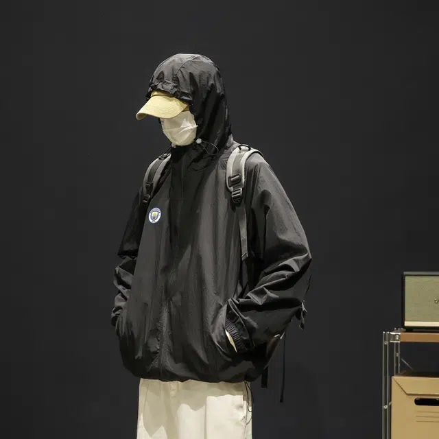 曼城 纯色美式户外冰皮轻薄外套宽松连帽多巴胺色系基础款 超轻透气防紫外线防晒防晒服 男女同款