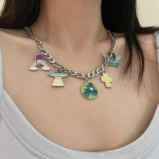 KING OF BLING Alien Planet Necklace