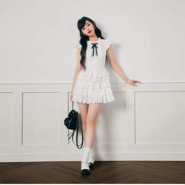 依钗 法式甜美温柔纯色学院风小飞袖收腰显瘦公主蓬蛋糕裙未闻花名韩系短袖连衣裙 女款