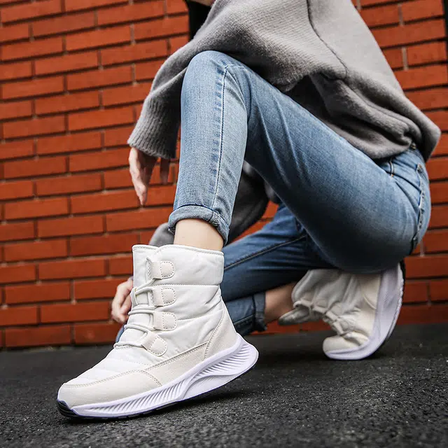 健氏 保暖防水耐磨防滑 加绒加厚 东北 舒适百搭 时尚休闲 中筒 雪地靴 女款