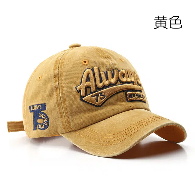 佐闯 韩版复古字母水洗做旧刺绣潮男个性街头遮阳显脸小 棉 鸭舌帽 男女同款情侣款