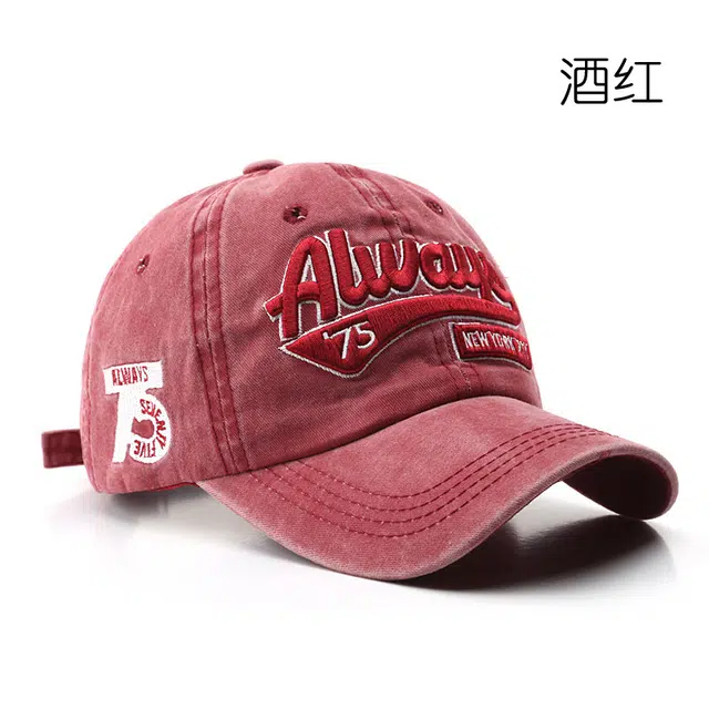 佐闯 韩版复古字母水洗做旧刺绣潮男个性街头遮阳显脸小 棉 鸭舌帽 男女同款情侣款