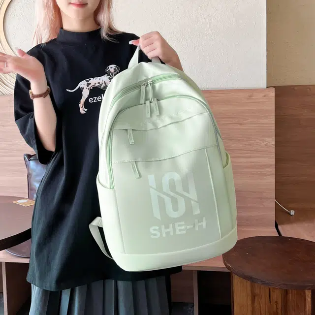 草丛喵喵喵 百搭高颜值学生上学 尼龙 双肩包 男女同款情侣款 黑色/绿色/白色
