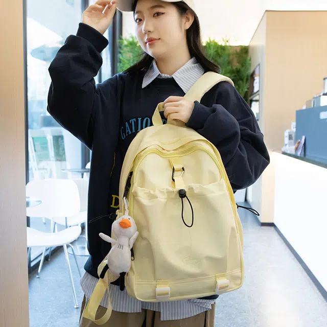 草丛喵喵喵 学院风日常休闲时尚潮流通勤大容量 男女情侣同款 初高中生背包 大学生书包 常规 尼龙双肩包 多色