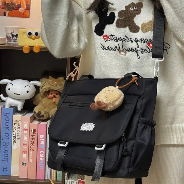 草丛喵喵喵 大容量小清新学院风通勤休闲日常小众简约 涤纶 托特包单肩包 女款 黑色/白色/蓝色/黄色/棕色