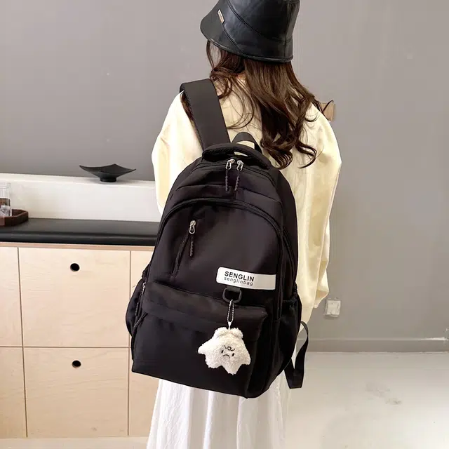 草丛喵喵喵 学院风简约运动韩版 尼龙 双肩包 男女同款情侣款 多色