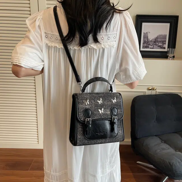 草丛喵喵喵 可爱蝴蝶结高颜值百搭潮流 牛仔布 双肩包 女款 多色
