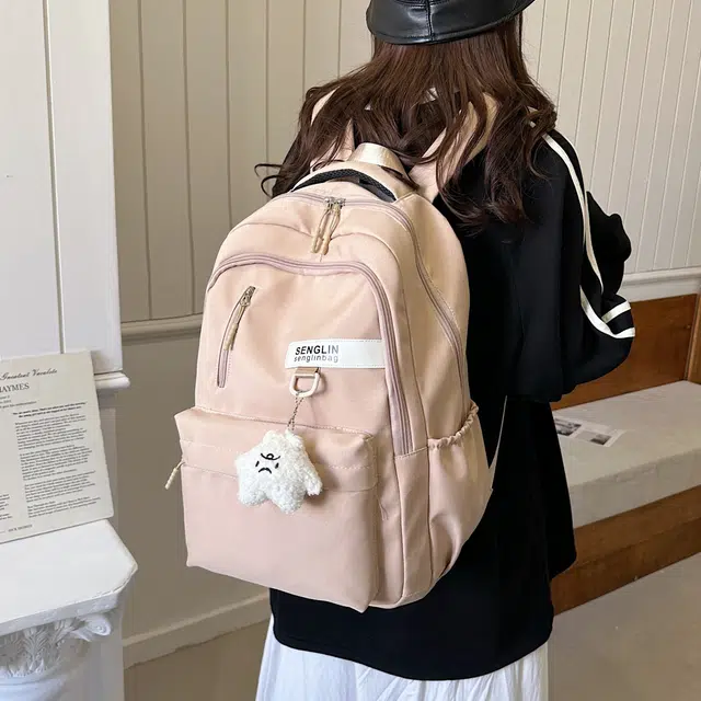 草丛喵喵喵 学院风简约运动韩版 尼龙 双肩包 男女同款情侣款 多色