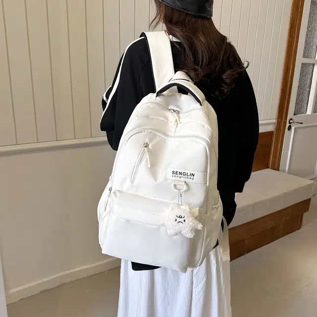 草丛喵喵喵 学院风简约运动韩版 尼龙 双肩包 男女同款情侣款 多色