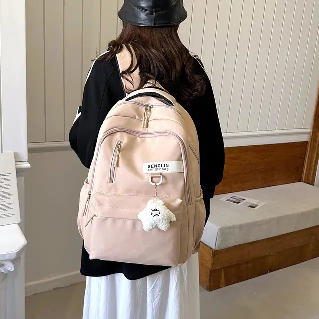 草丛喵喵喵 学院风简约运动韩版 尼龙 双肩包 男女同款情侣款 多色
