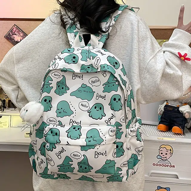 草丛喵喵喵 可爱小幽灵百搭高颜值小众 尼龙 双肩包 女款 多色