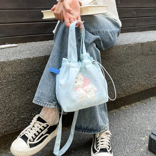 草丛喵喵喵 百搭可爱通勤 尼龙 单肩手提包 常规 女款 圆点黑色/藏蓝色/米白色/灰色/黑色/红色/黄色/蓝色
