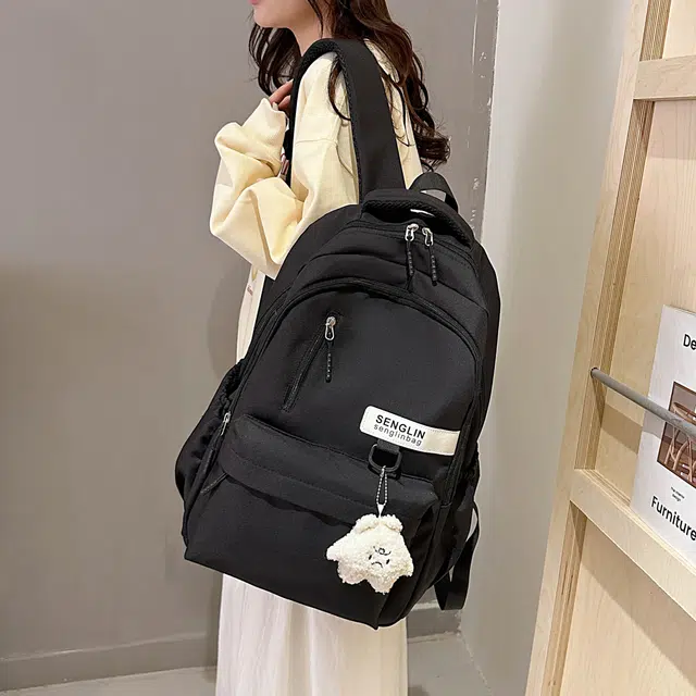 草丛喵喵喵 学院风简约运动韩版 尼龙 双肩包 男女同款情侣款 多色
