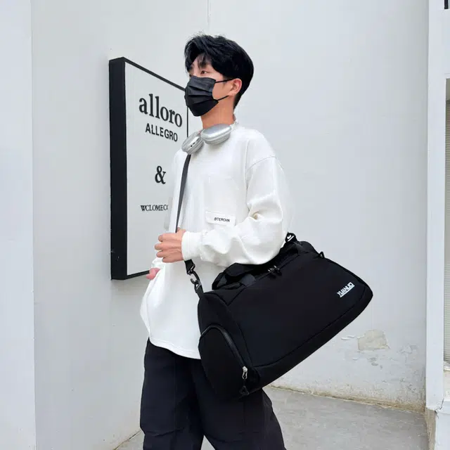 草丛喵喵喵 大容量高颜值百搭潮流 牛津布 单肩包健身包旅行包 男女同款情侣款 蓝色/白色/粉色/绿色/黑色