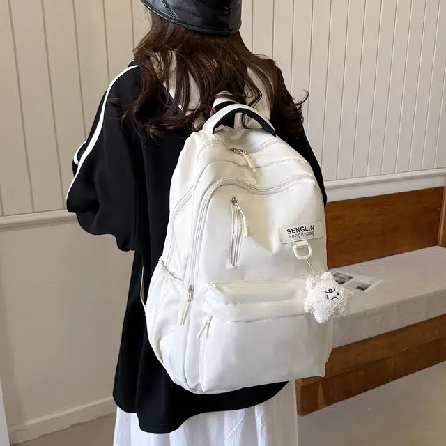 草丛喵喵喵 学院风简约运动韩版 尼龙 双肩包 男女同款情侣款 多色